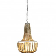 Oriel Lighting-Cascara Natural Wooden Beaded 1 Light Pendant-Wood